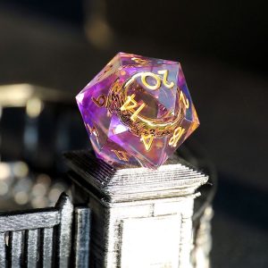 Golden Ring Purple Haze with Gold Inscriptions | Cthulhu Mythos CoC Dice Set | 7-Piece Polyhedral RPG Dice