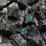 Ancient Blue Relic with Gold Accents | Cthulhu Dice Sets | 7-Piece Polyhedral RPG Dice