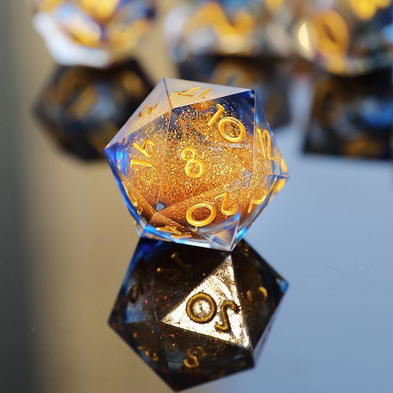 Ocean Sparkle with Gold Dust | Cthulhu Dice Set | 7-Piece Polyhedral RPG Dice