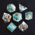 Tidal Waves with Golden Foam | Cthulhu CoC Dice Set | 7-Piece Polyhedral RPG Dice
