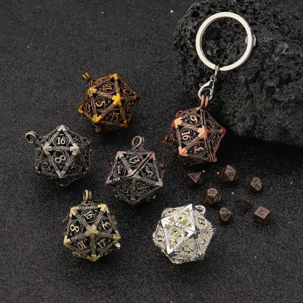 Ornate Metal Dice Keychain Set | Cthulhu Mythos CoC Collectible
