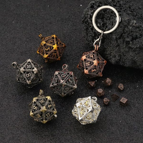 Ornate Metal Dice Keychain Set | Cthulhu Mythos CoC Collectible