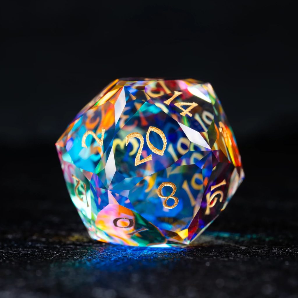 Prism Burst with Golden Glow | Cthulhu Mythos CoC Dice Set | 7-Piece Polyhedral RPG Dice