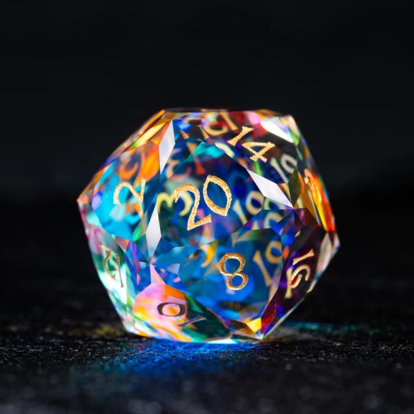 Prism Burst with Golden Glow | Cthulhu Mythos CoC Dice Set | 7-Piece Polyhedral RPG Dice