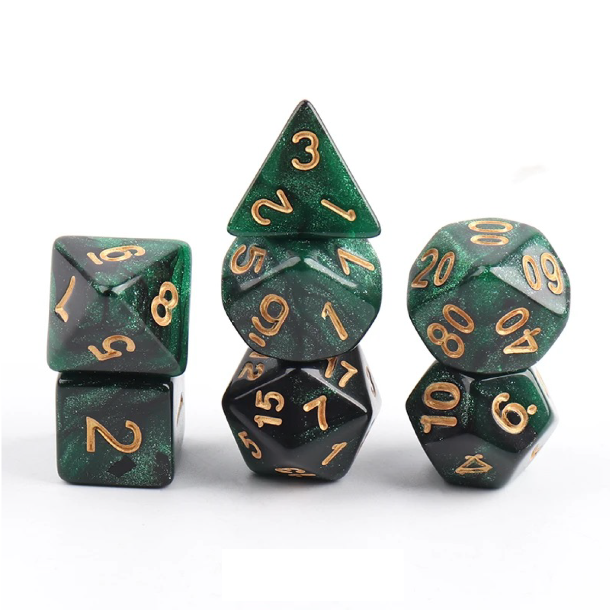 Cosmic Nebula with Golden Accents | Cthulhu Mythos CoC Dice Set | 7-Piece Polyhedral RPG Dice