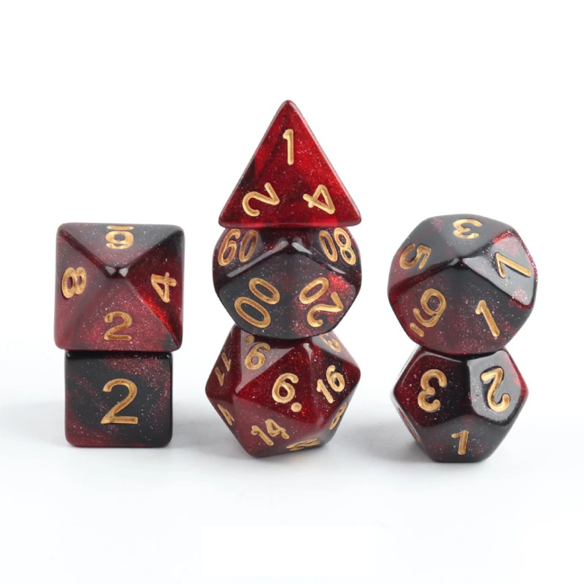 Cosmic Nebula with Golden Accents | Cthulhu Mythos CoC Dice Set | 7-Piece Polyhedral RPG Dice