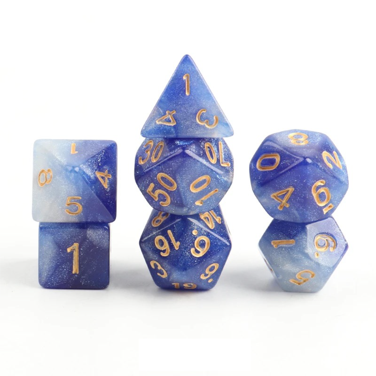 Cosmic Nebula with Golden Accents | Cthulhu Mythos CoC Dice Set | 7-Piece Polyhedral RPG Dice