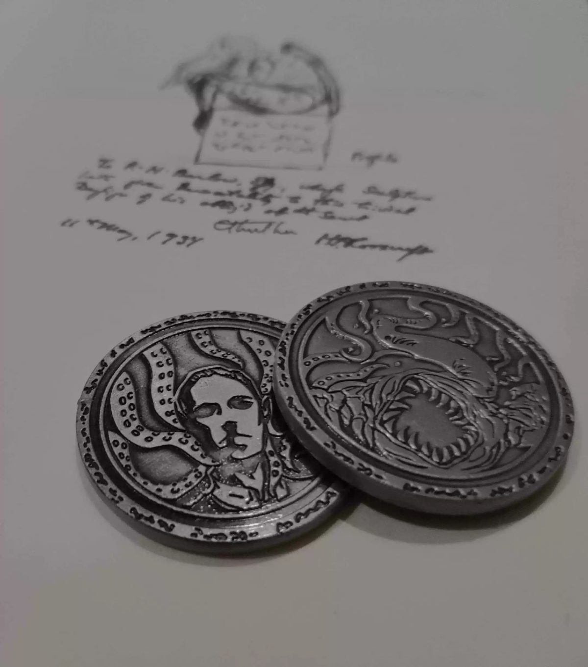 Yog-Sothoth, Nyarlathotep, and Yellow Sign Coins | Lovecraftian Art Collectible Set