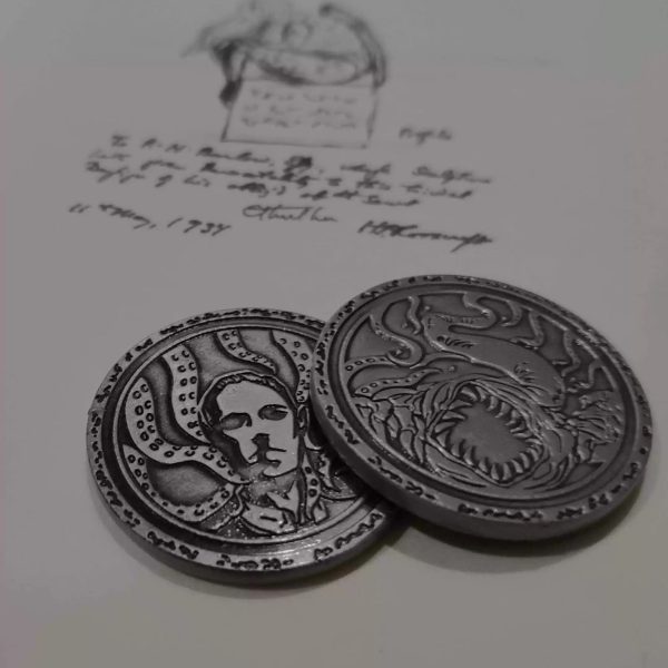 Yog-Sothoth, Nyarlathotep, and Yellow Sign Coins | Lovecraftian Art Collectible Set