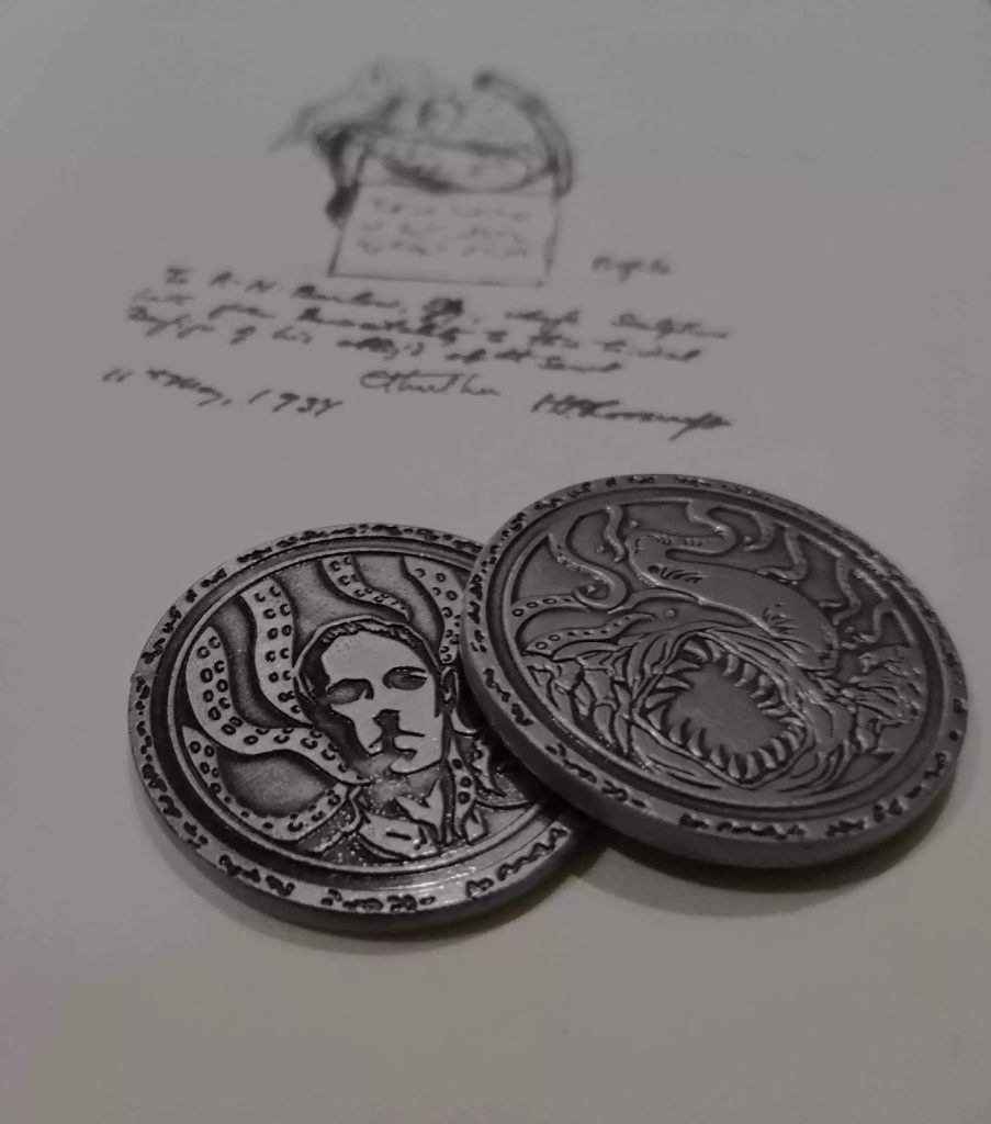 Yog-Sothoth, Nyarlathotep, and Yellow Sign Coins | Lovecraftian Art Collectible Set