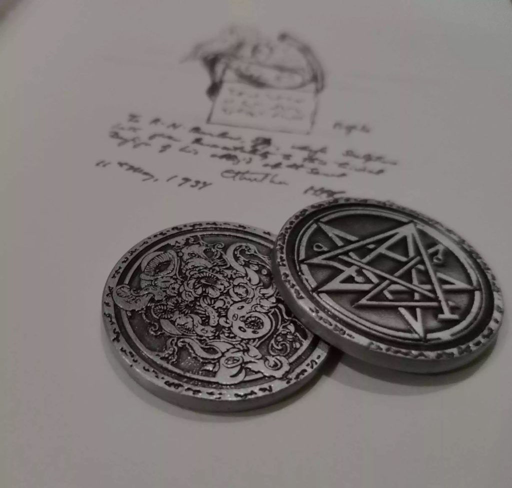 Yog-Sothoth, Nyarlathotep, and Yellow Sign Coins | Lovecraftian Art Collectible Set