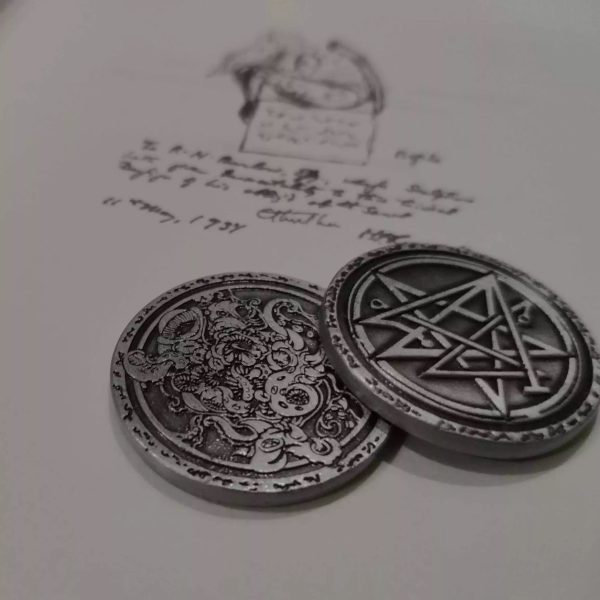 Yog-Sothoth, Nyarlathotep, and Yellow Sign Coins | Lovecraftian Art Collectible Set