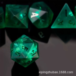 Frosted Burst Green Engraved Crystal Dice | Gaming Art Collectible Roll with Vibrant Flair
