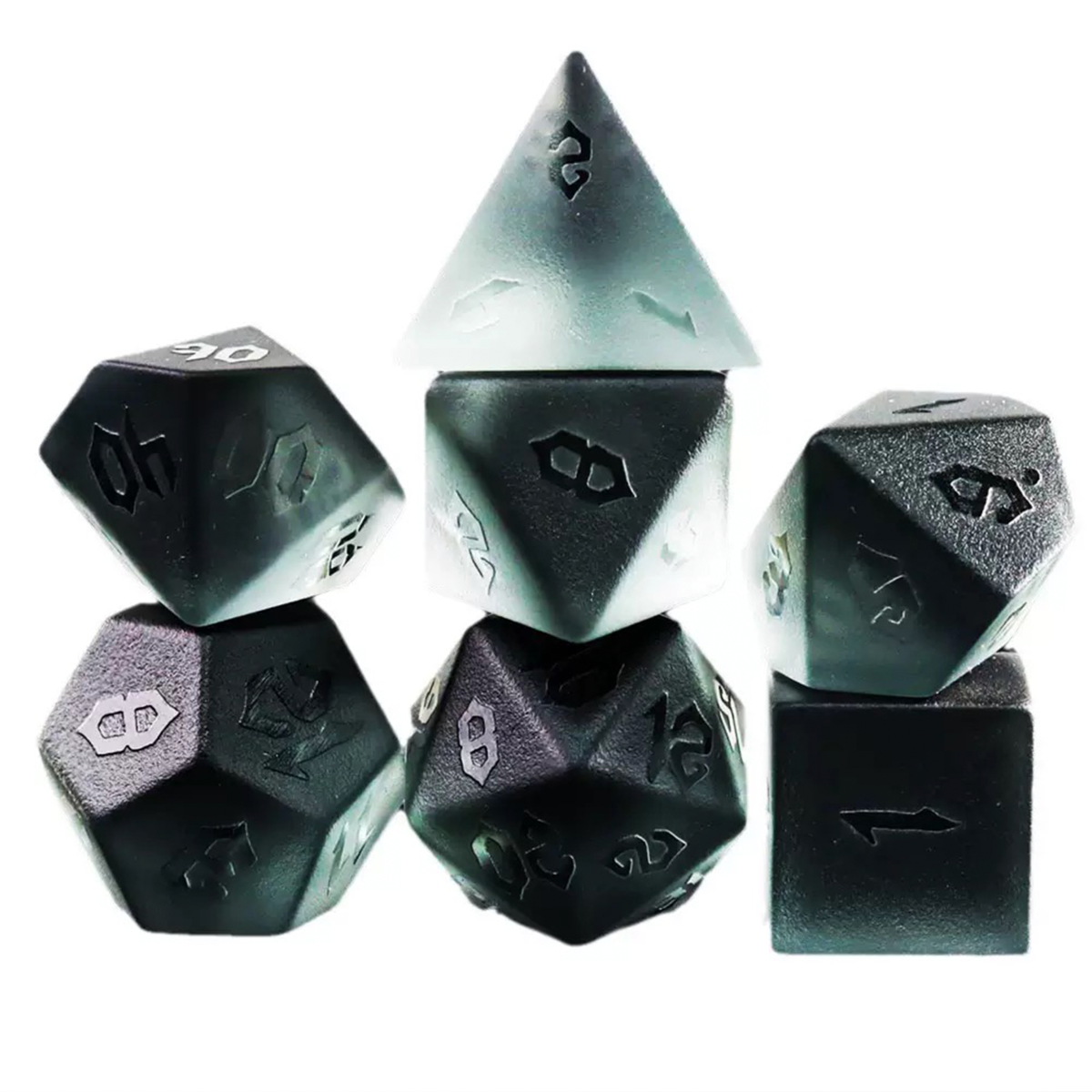Frosted Gray Engraved Crystal Dice | Gaming Art Collectible Roll with Timeless Elegance