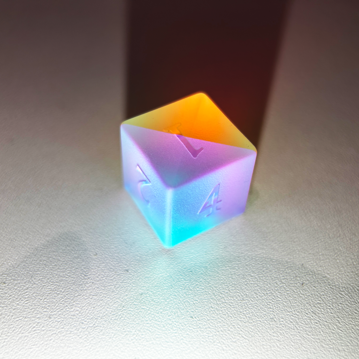 Iridescent Frosted Engraved Crystal Dice | Gaming Art Collectible Roll with Stunning Precision