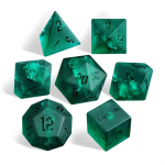 Frosted Burst Green Engraved Crystal Dice | Gaming Art Collectible Roll with Vibrant Flair