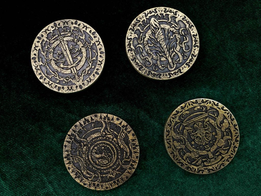 Cthulhu Mythos Elemental Coins | Lovecraftian Art Collectible Set Unleash the Ancient Power of the Cthulhu Mythos