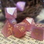 CoC & D&D Pink Cat’s Eye Gem Dice | Gaming Art Collectible