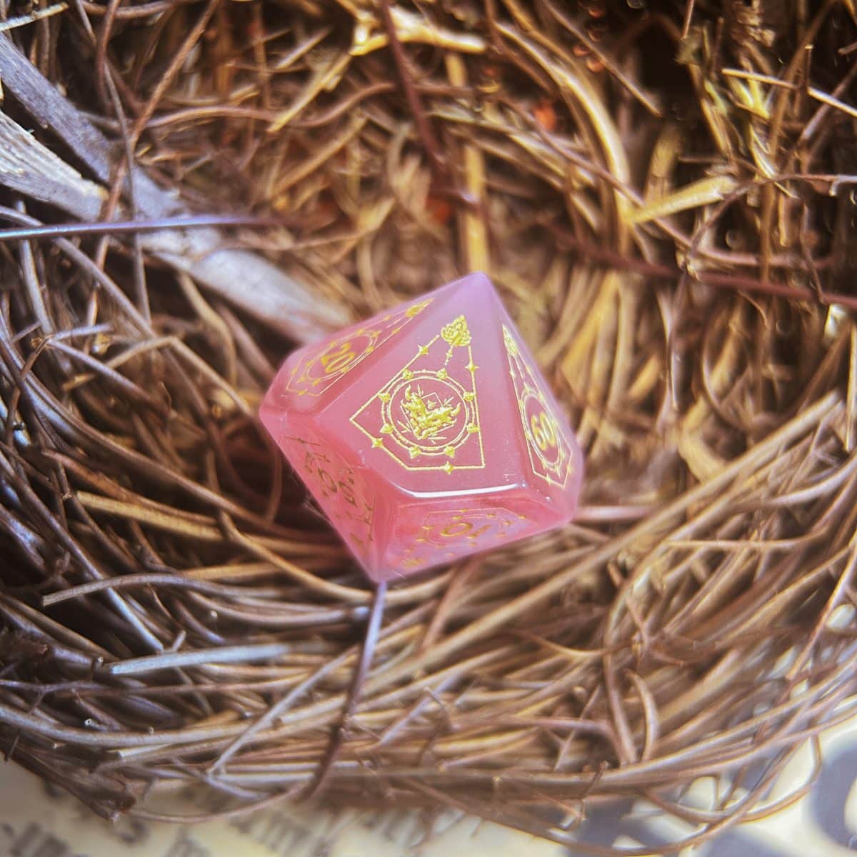 CoC & D&D Pink Cat’s Eye Gem Dice | Gaming Art Collectible