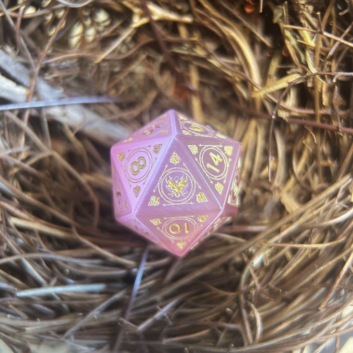 CoC & D&D Pink Cat’s Eye Gem Dice | Gaming Art Collectible