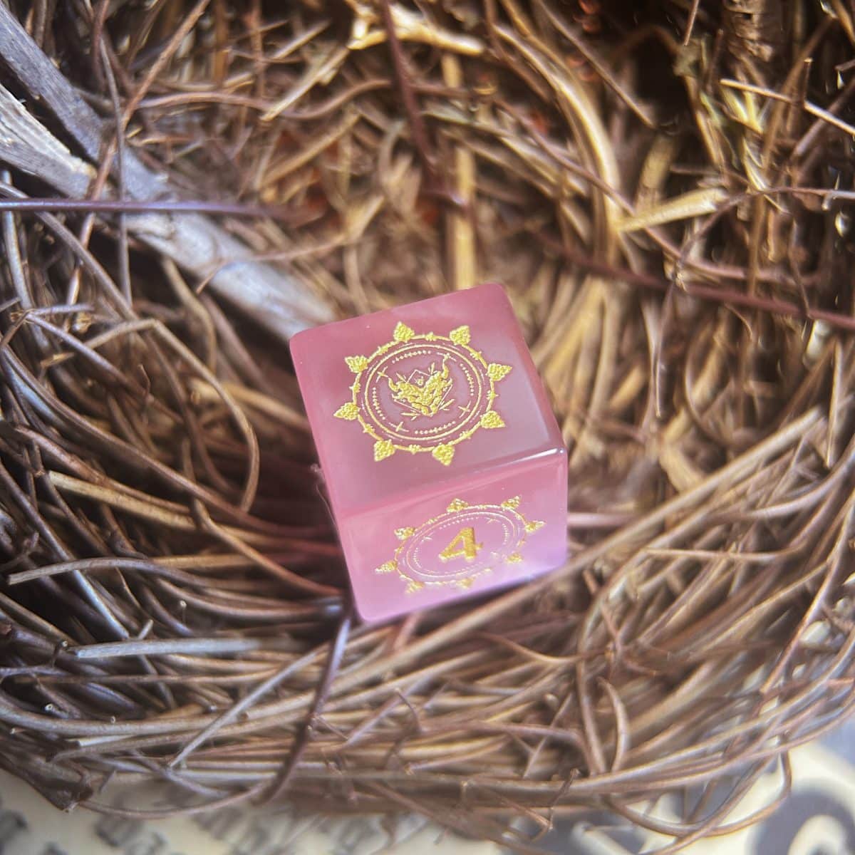 CoC & D&D Pink Cat’s Eye Gem Dice | Gaming Art Collectible
