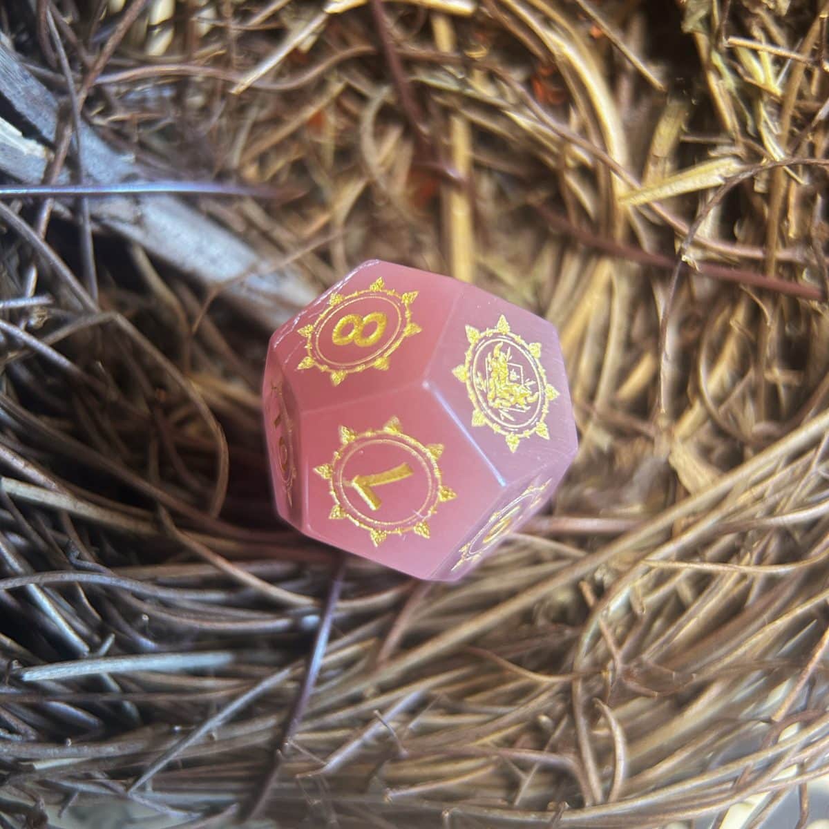 CoC & D&D Pink Cat’s Eye Gem Dice | Gaming Art Collectible
