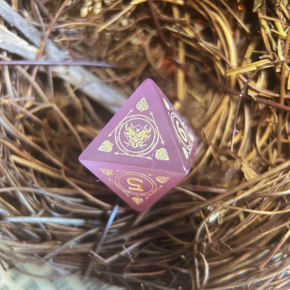 CoC & D&D Pink Cat’s Eye Gem Dice | Gaming Art Collectible